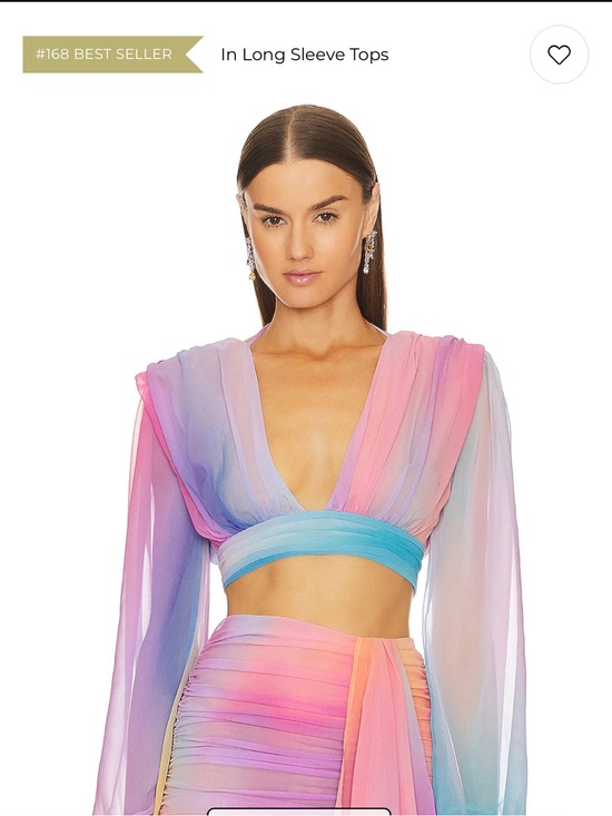 Michael Costello X Revolve Tops - Michael Costello x Revolve Adia Top in Sunset Ombre Long Sleeve Multicolor Med